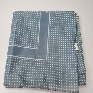 Vintage Scarf Gray White Polka Dot Nylon 28" Square Water Repelant Border Granny